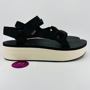 Teva Women's Flatform Universal Adjustable Sandals Black/Tan 1008844 Size 9